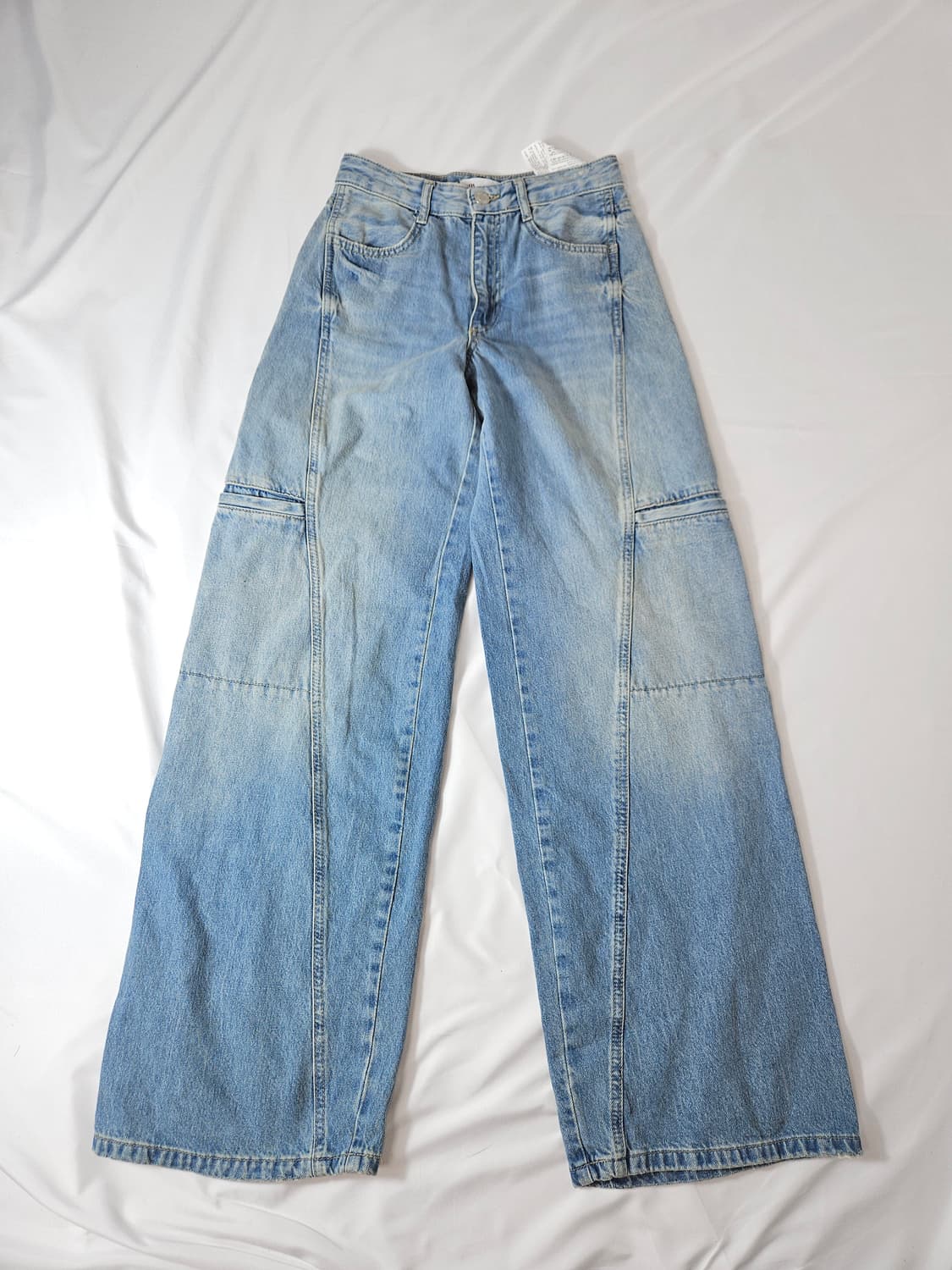 자라 여성 워싱 카고 카펜터 와이드 데님팬츠 유틸리티 청바지 상품이미지1