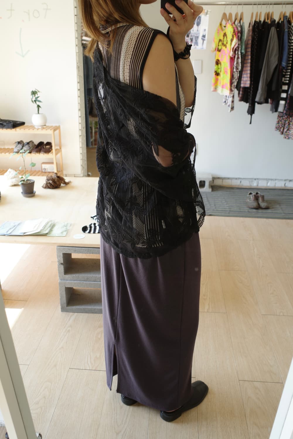 Black flower see-through cardigan  상품이미지3