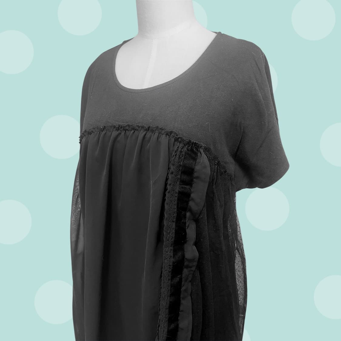 스나오 쿠와하라 블랙 쉬폰 땡땡이 원피스 상품이미지2