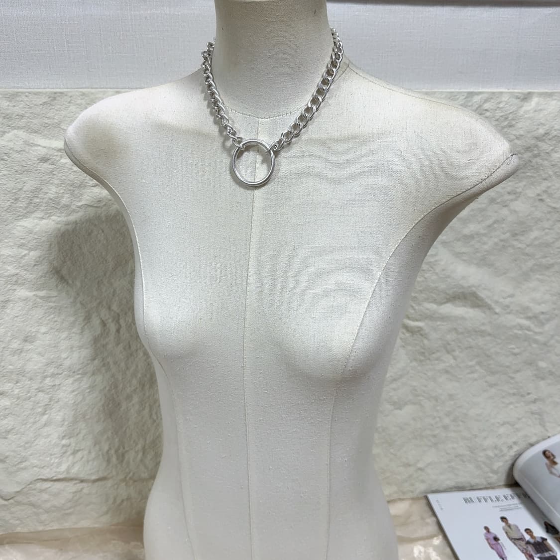 빈티지 마테 실버톤  링 쿠바체인 목걸이 상품이미지1