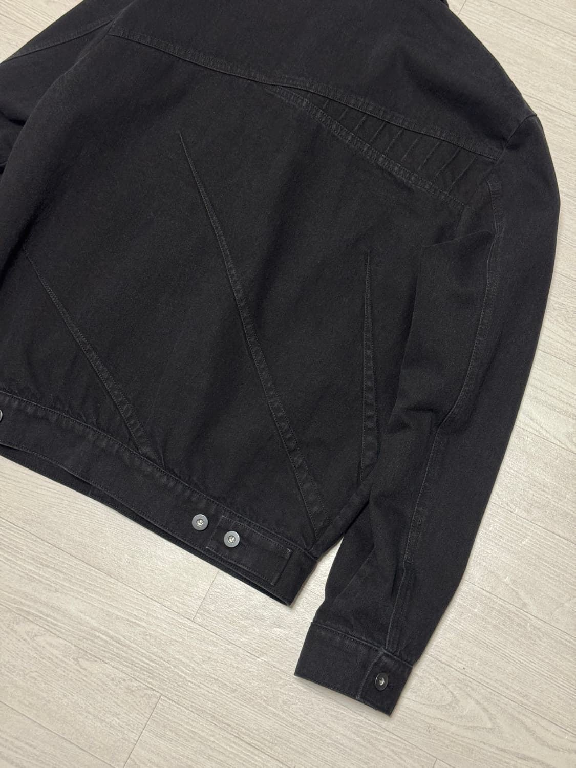 일류 Misaligned denim jacket (Black) 1 상품이미지9
