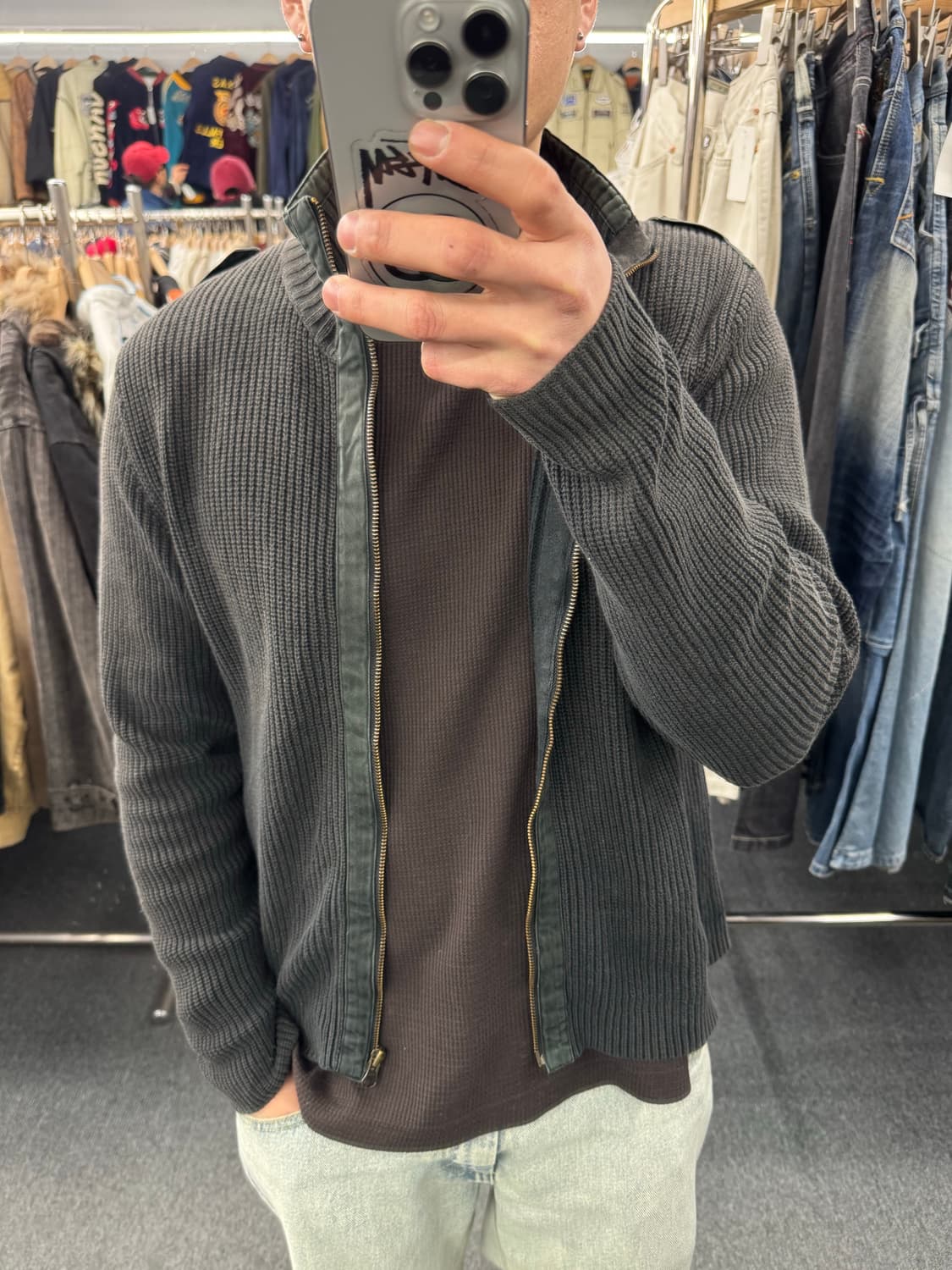 M)BUONA GIRNATA 빈티지 니트집업 상품이미지1