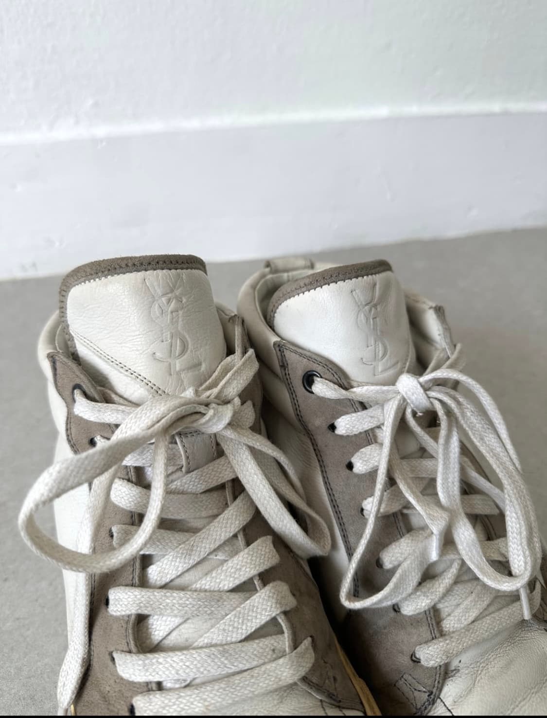 생로랑 2000s YSL 화이트 레더 하이탑 상품이미지6