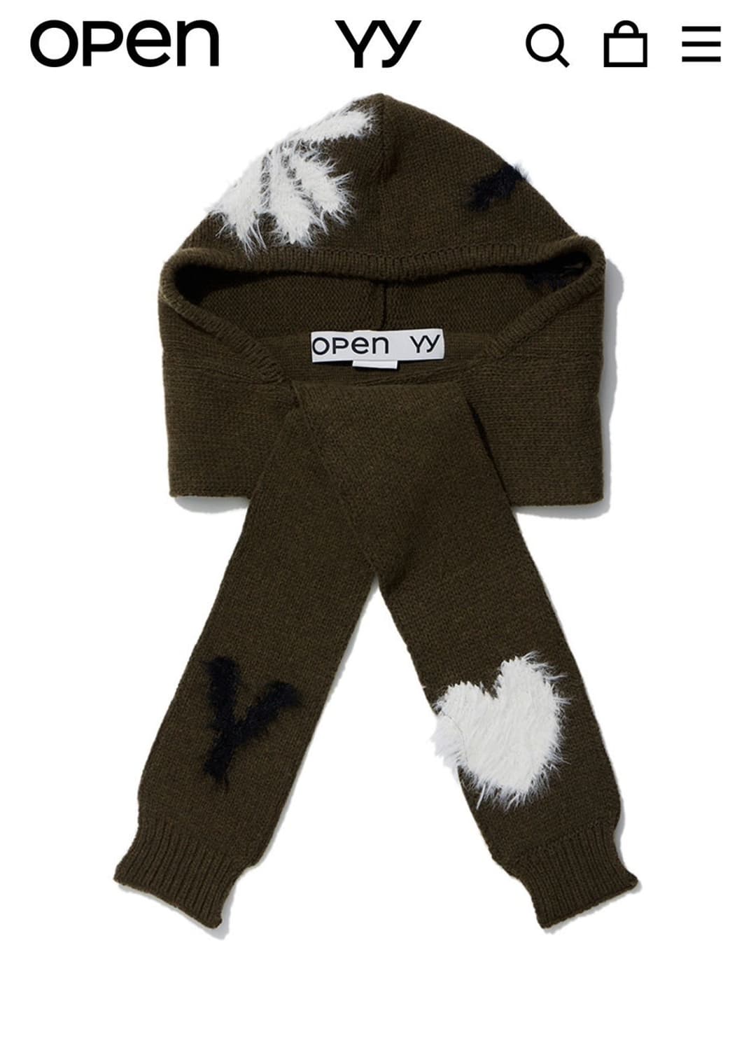 오픈와이와이 openyy 자카드후드스카프 카키 목도리 상품이미지1