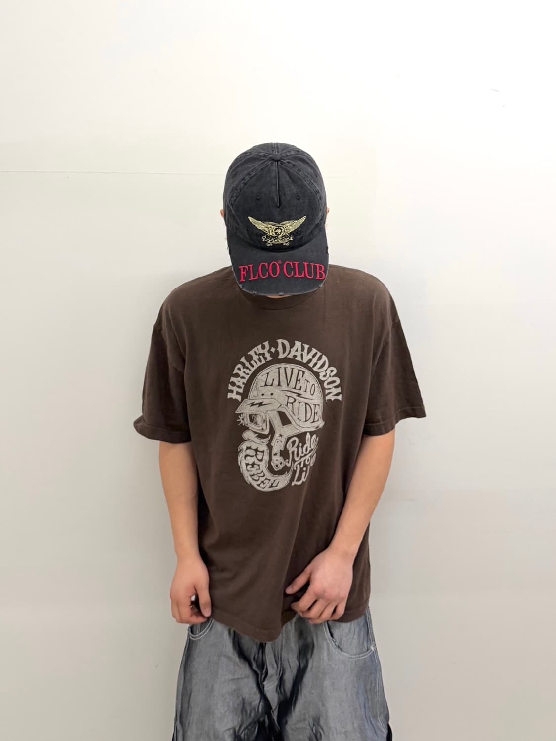 할리데이비슨 프린팅 반팔 브라운 상품이미지1