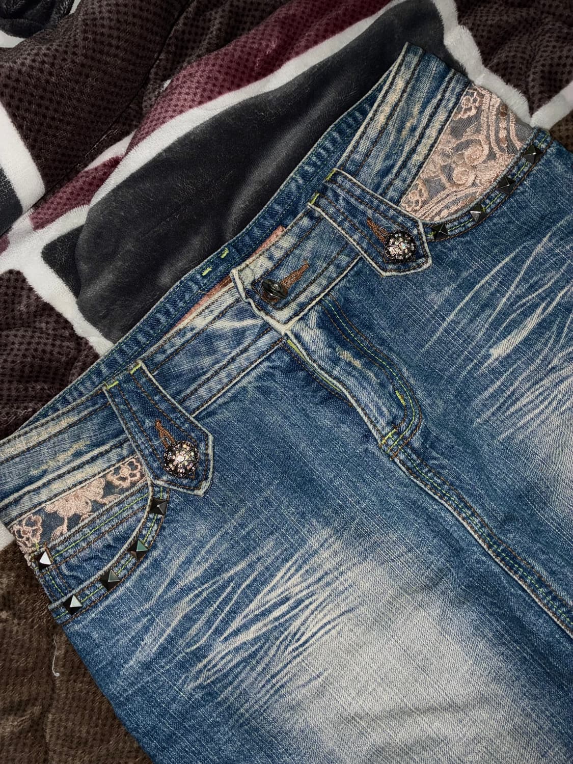 y2k 오네갸루 나비레이스 미디스커트 상품이미지4