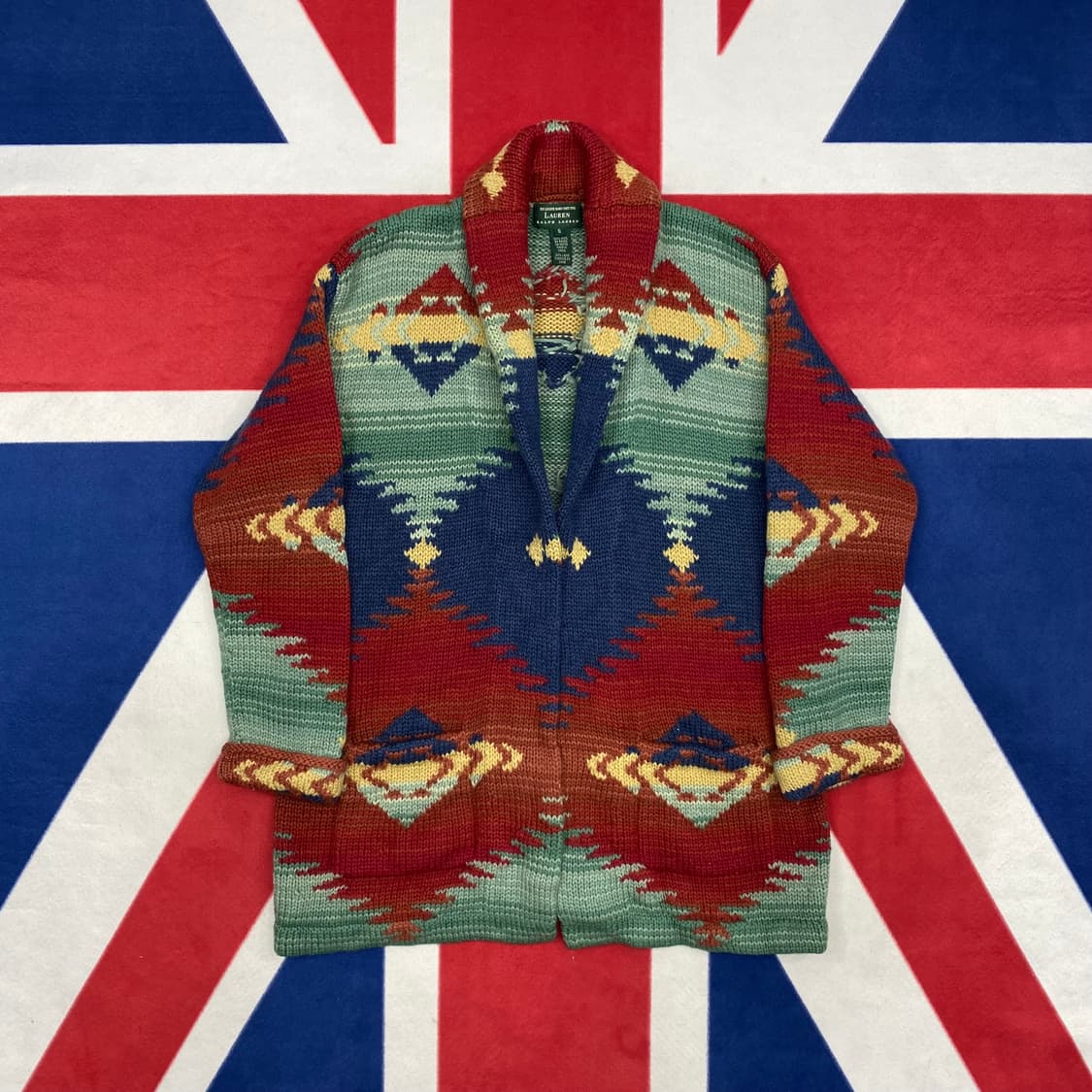 90s 랄프로렌 핸드니트 가디건 S 실측L 상품이미지1