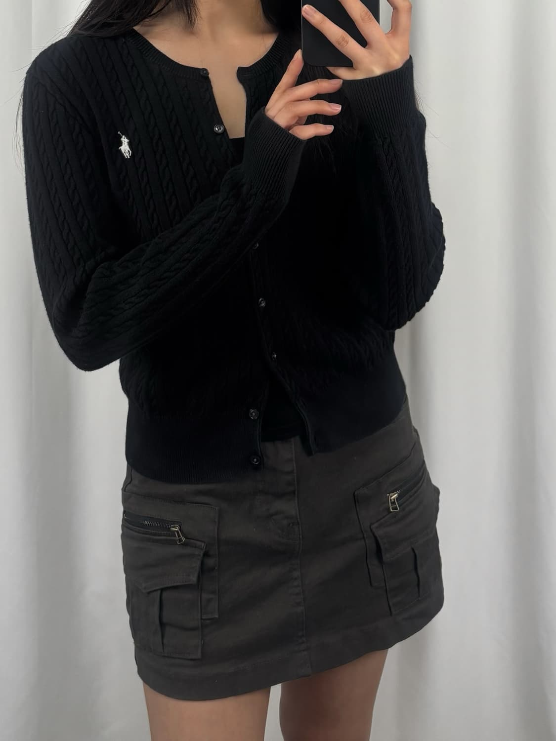 폴로 블랙 꽈배기 니트 가디건 상품이미지3