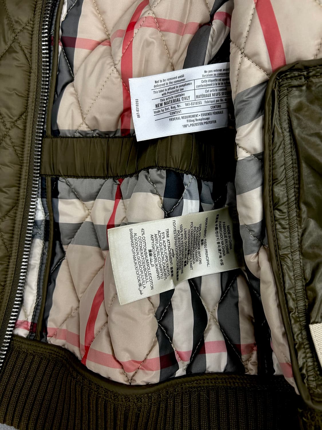 버버리 퀼팅 올리브카키 자켓(S) 상품이미지10