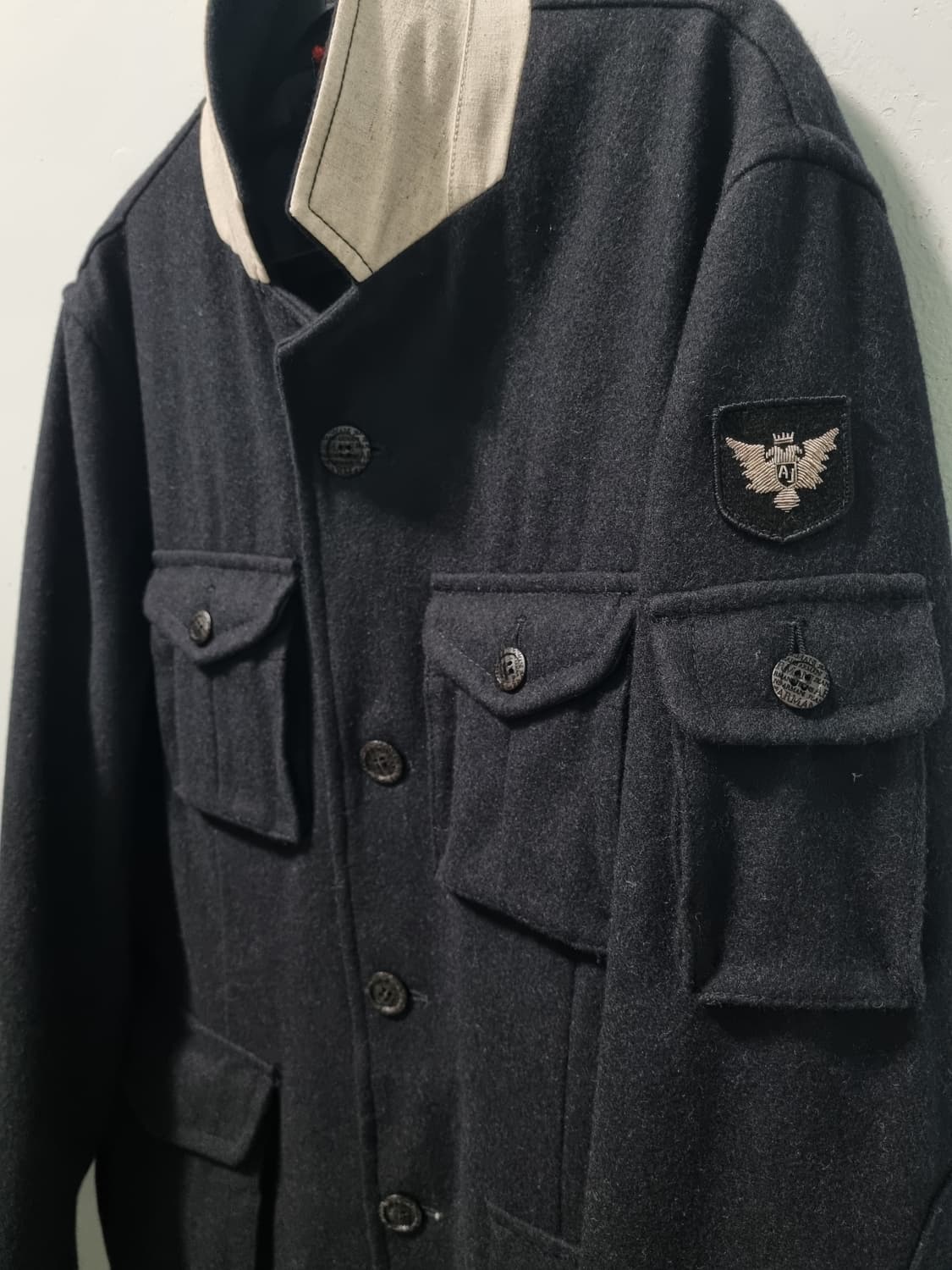 아르마니진스 남성 모직 자켓 숏코트 독수리 자수 상품이미지2