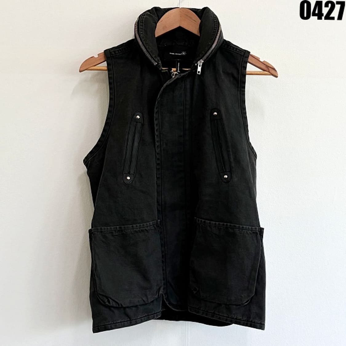 이자벨마랑 코튼 린넨 혼방 후드 베스트 블랙 0 0427 상품이미지1