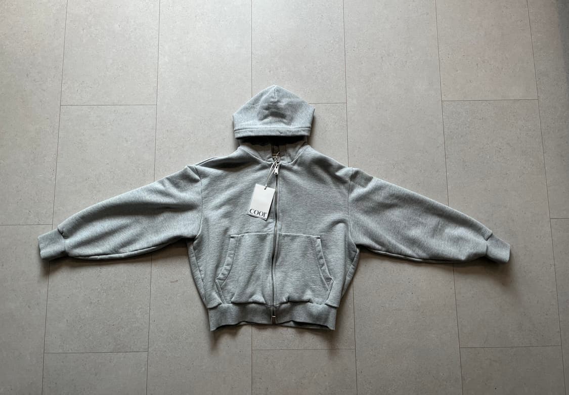 쿠어 미니멀 코튼 후드집업(멜란지그레이) 사이즈S 상품이미지2