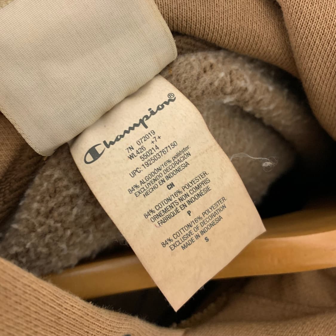 챔피온 레이어드 크롭 후드티 카멜 루즈핏 S 상품이미지6