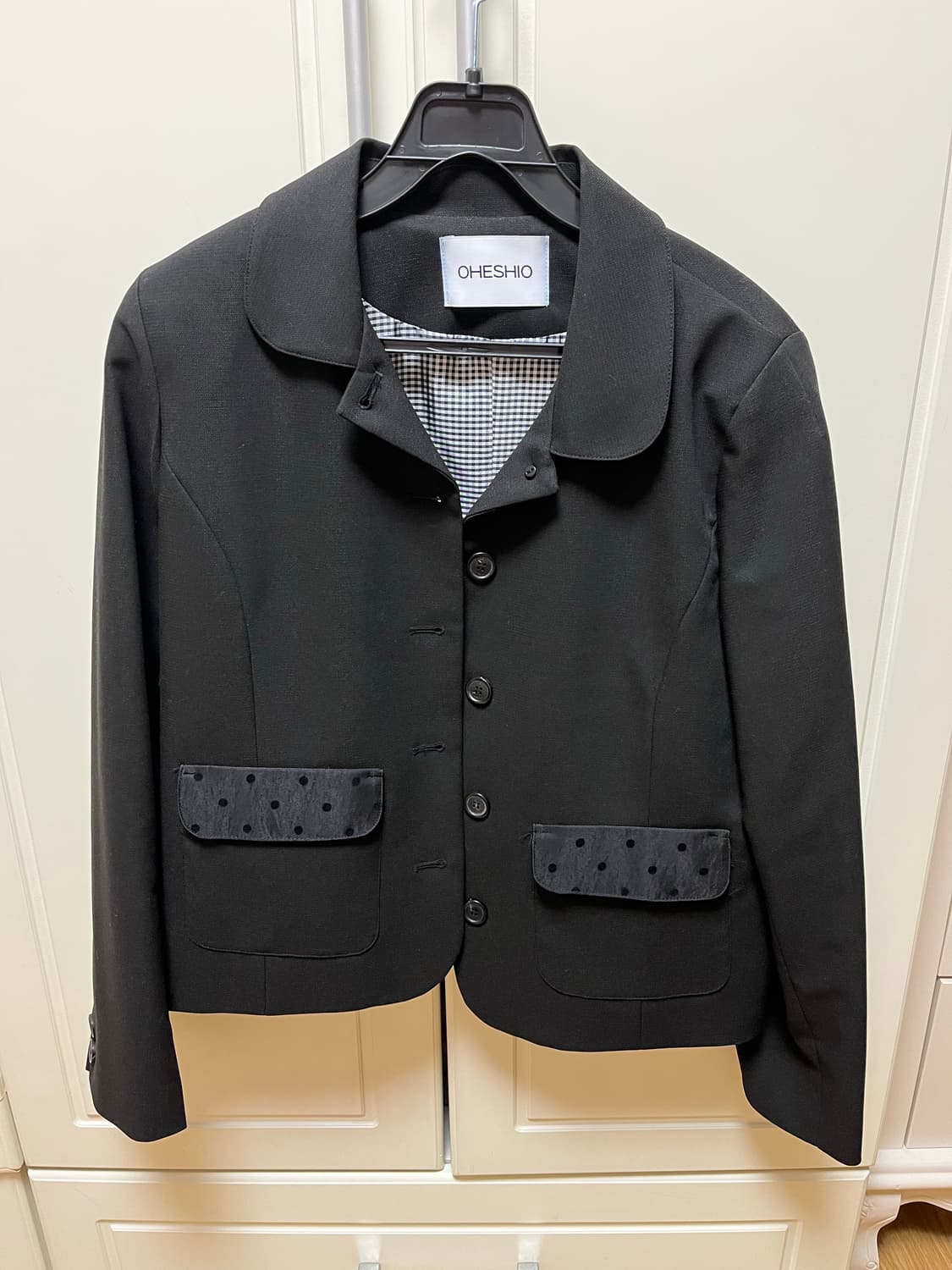 오헤시오 도트 라운드 카라 자켓 블랙 상품이미지4