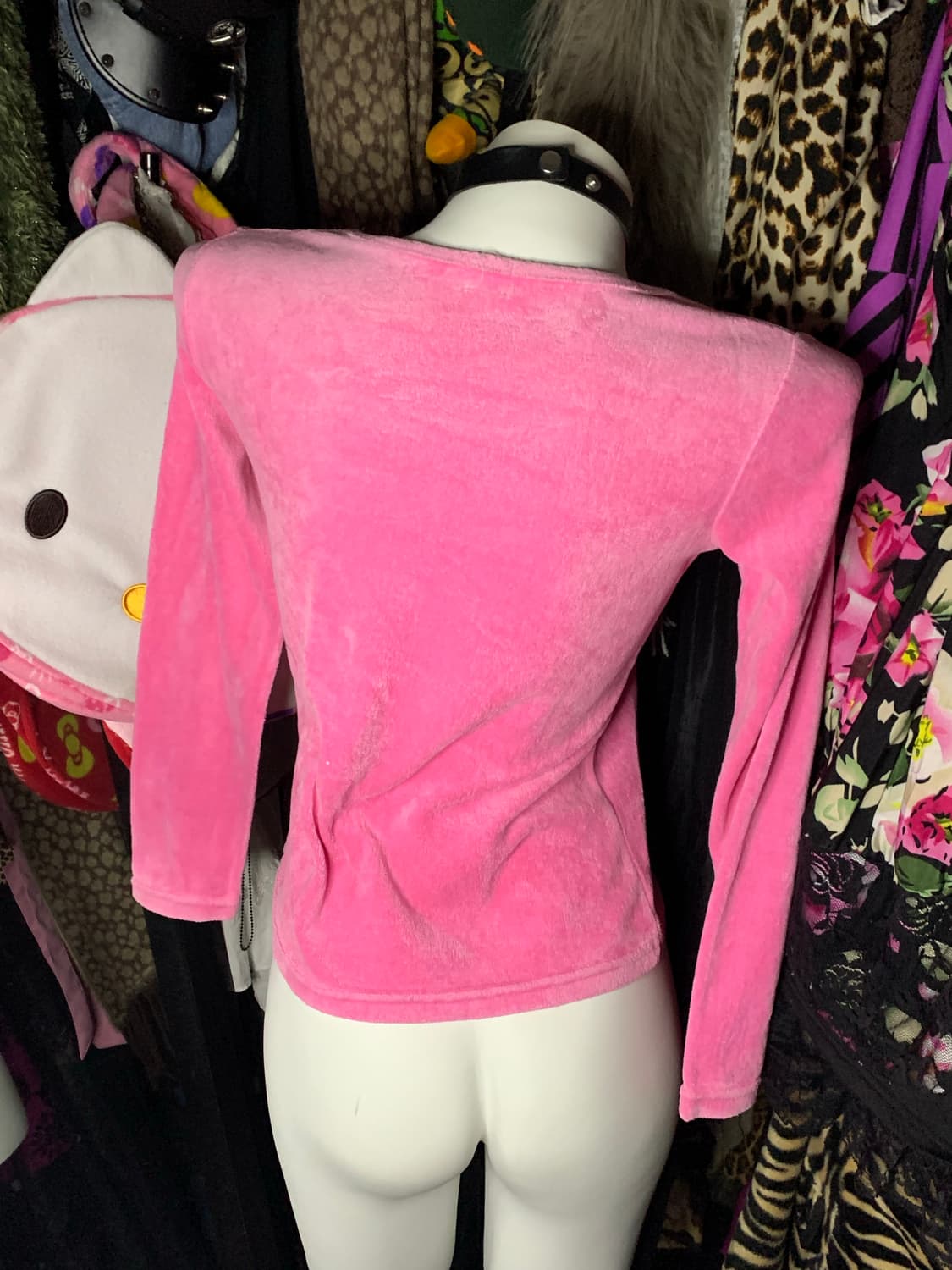 y2k 히메갸루 핑크 벨벳 탑 상품이미지3