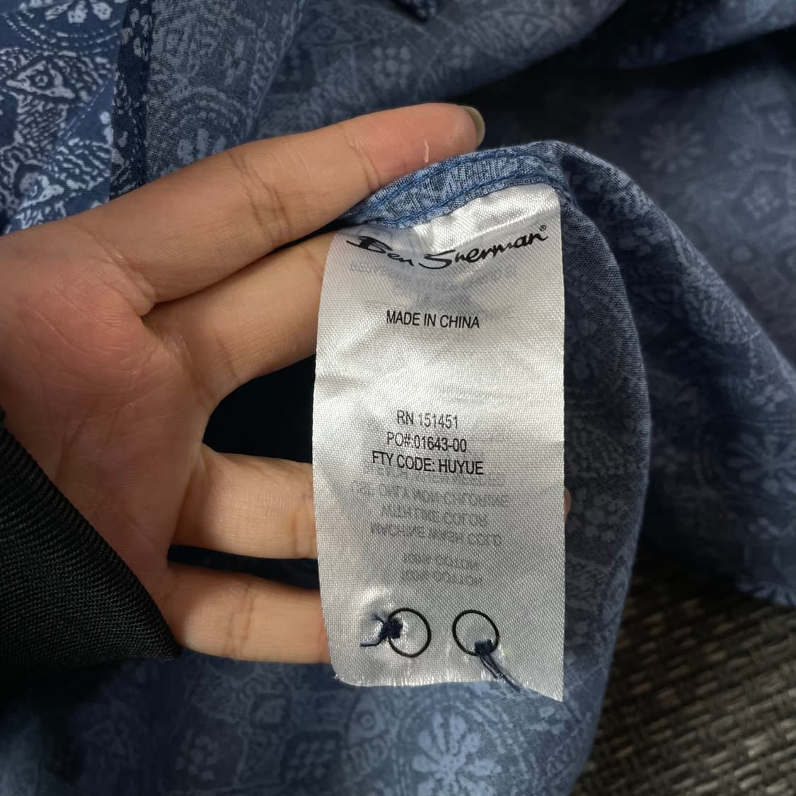 벤셔먼 블루 페이즐리 패턴 원포켓 긴팔 셔츠 XXL 상품이미지5