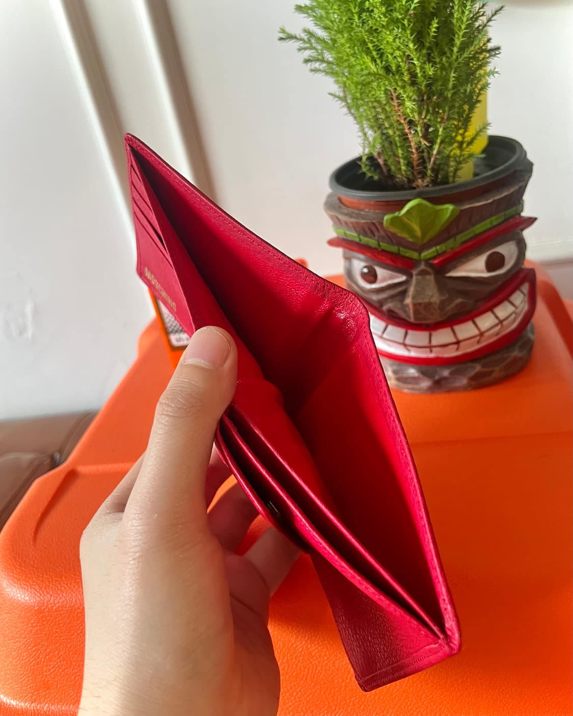 1990s MOSCHINO Red Grain Leather Wallet 상품이미지8