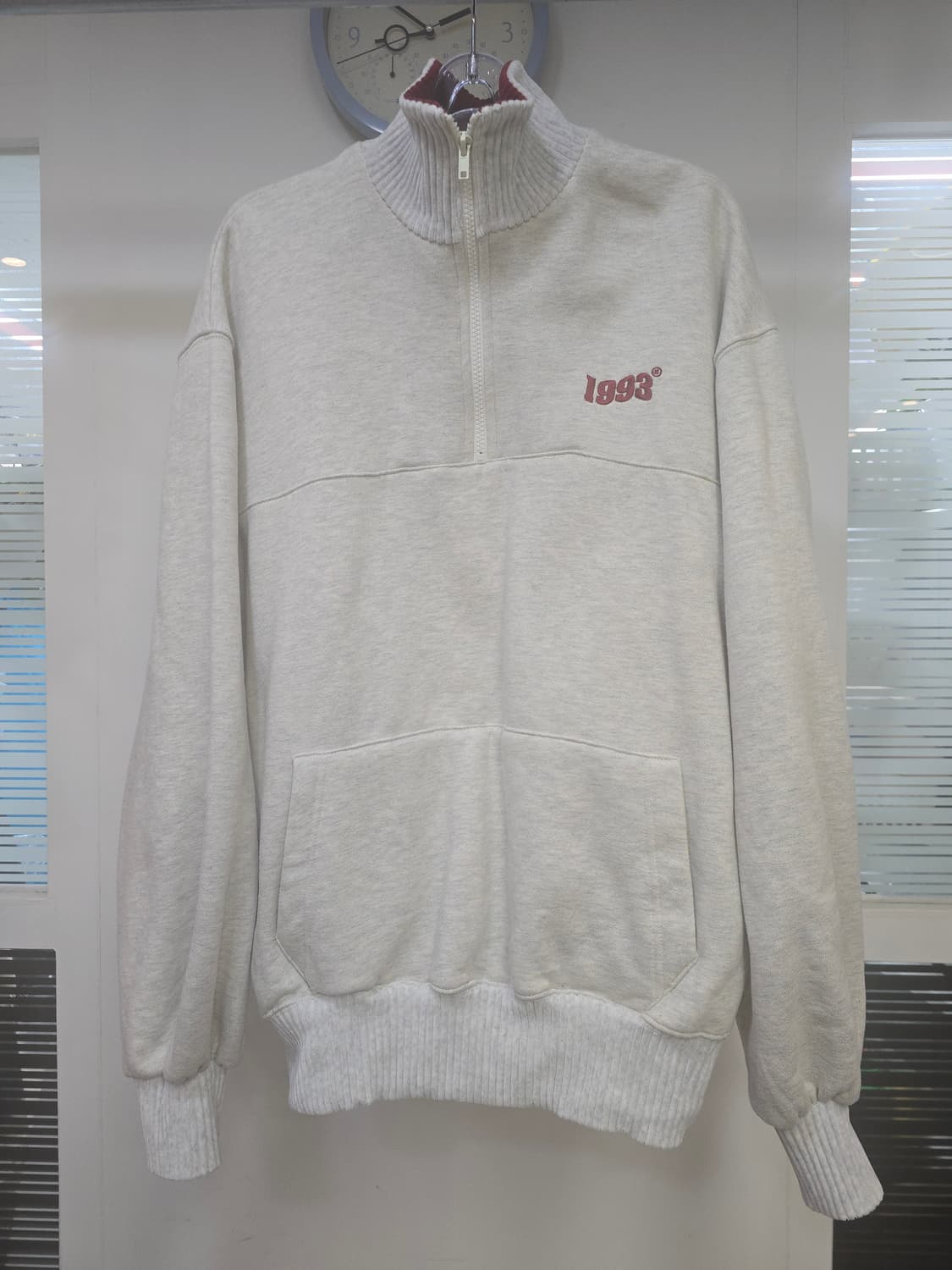 1993스튜디오 반집업 맨투맨 L 오트밀 .초록색 상품이미지10