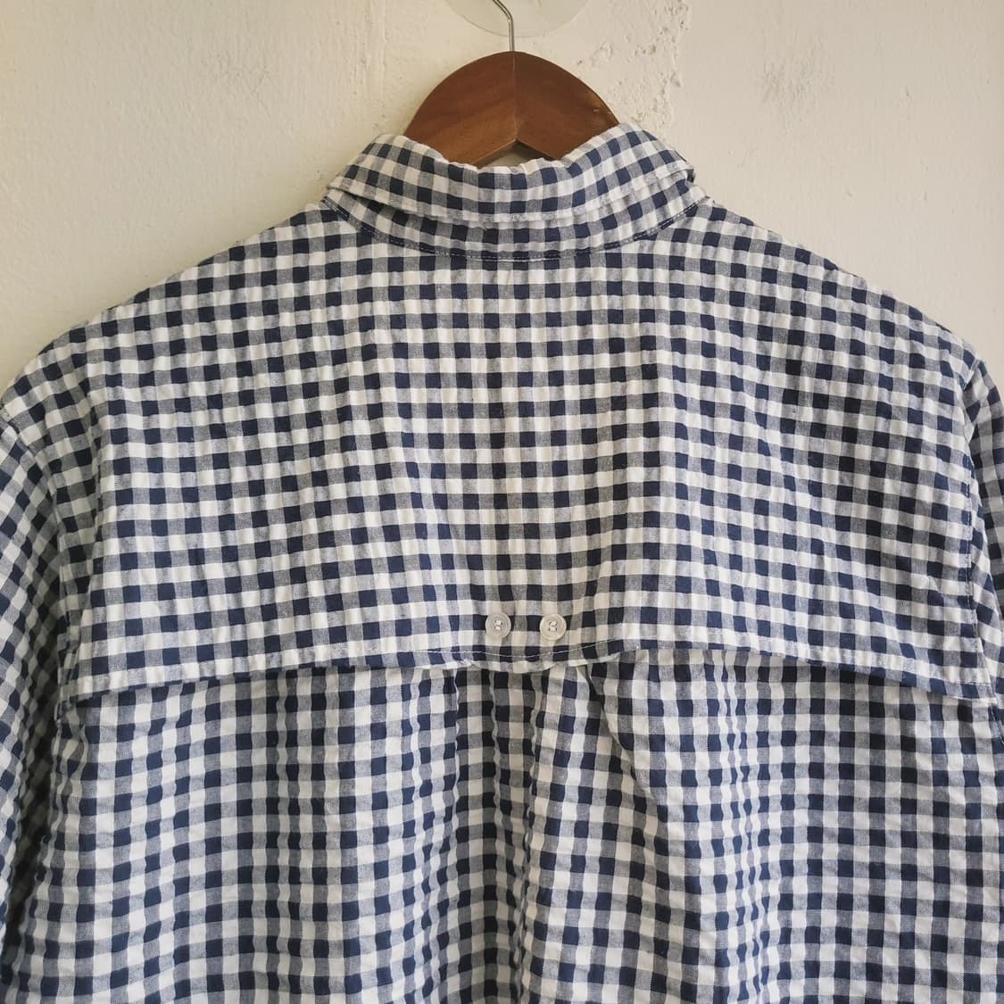 Sun3san 시어서커 네이비체크 셔츠 상품이미지6