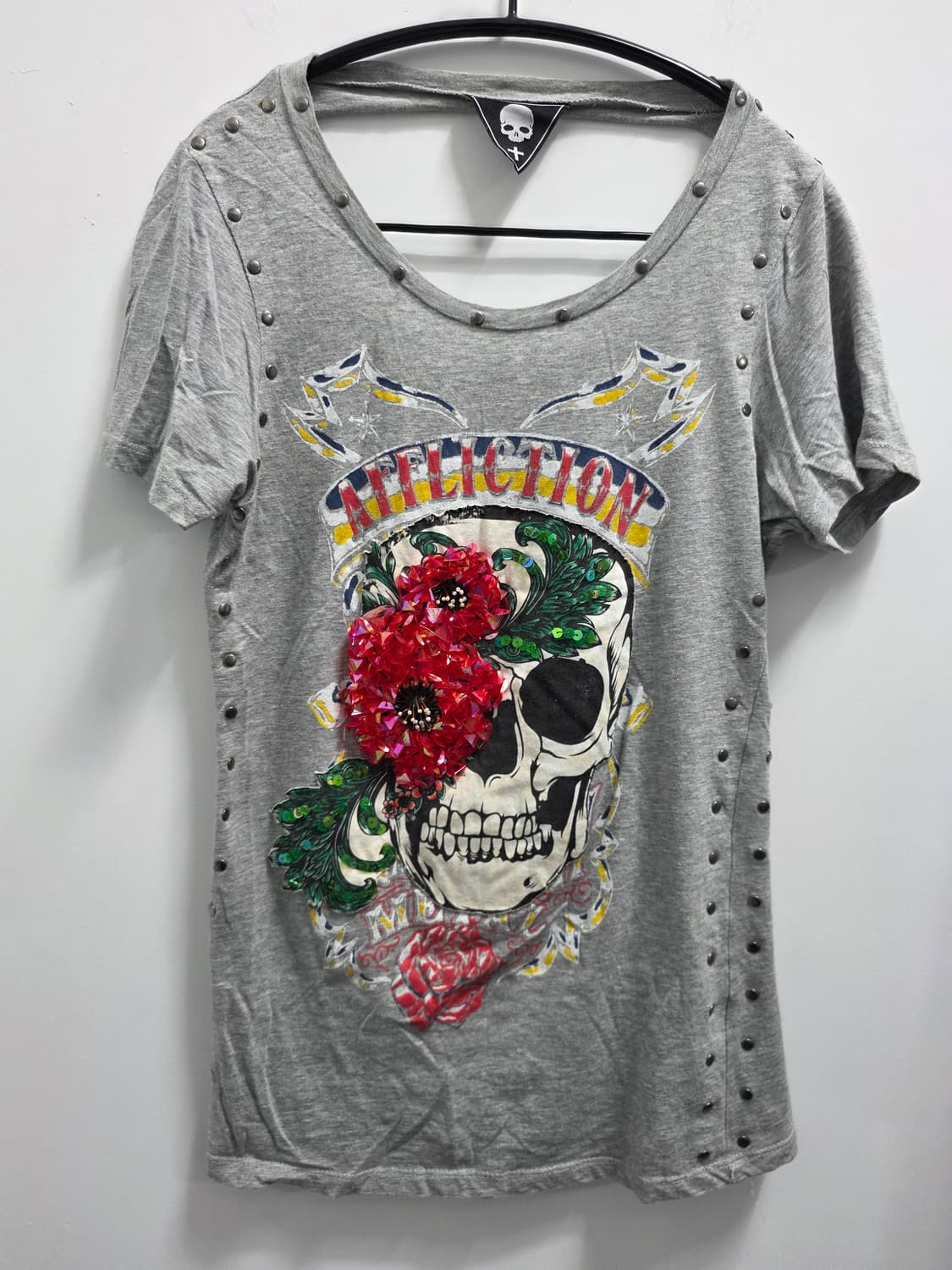 AFFLICTION 비즈 장식 백리스 티셔츠 상품이미지5
