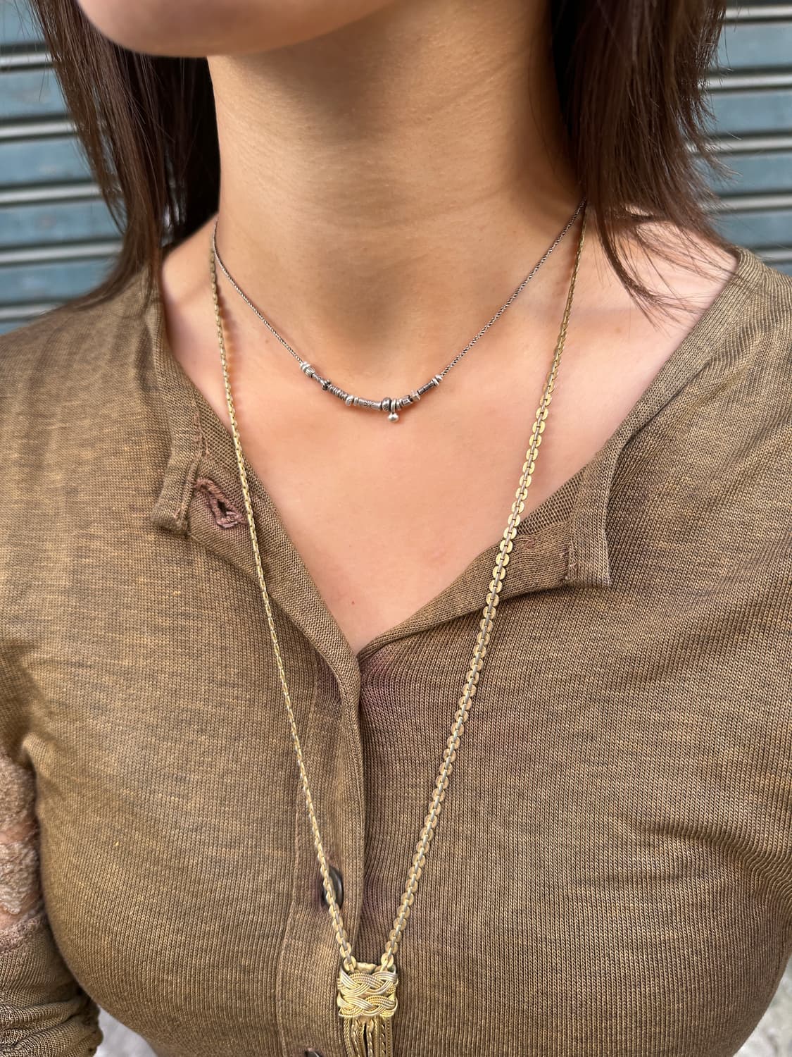 Musta karensilver mix necklace 상품이미지7