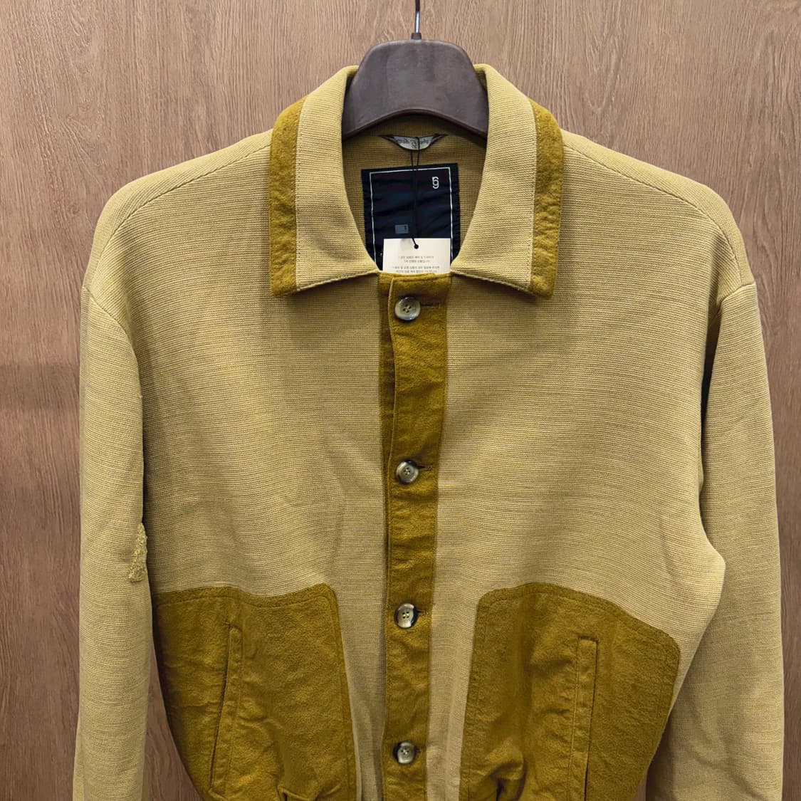 빈티지 울 블루종 자켓 배색 플래킷 포켓 디테일 레귤러핏 머스타드 상품이미지4