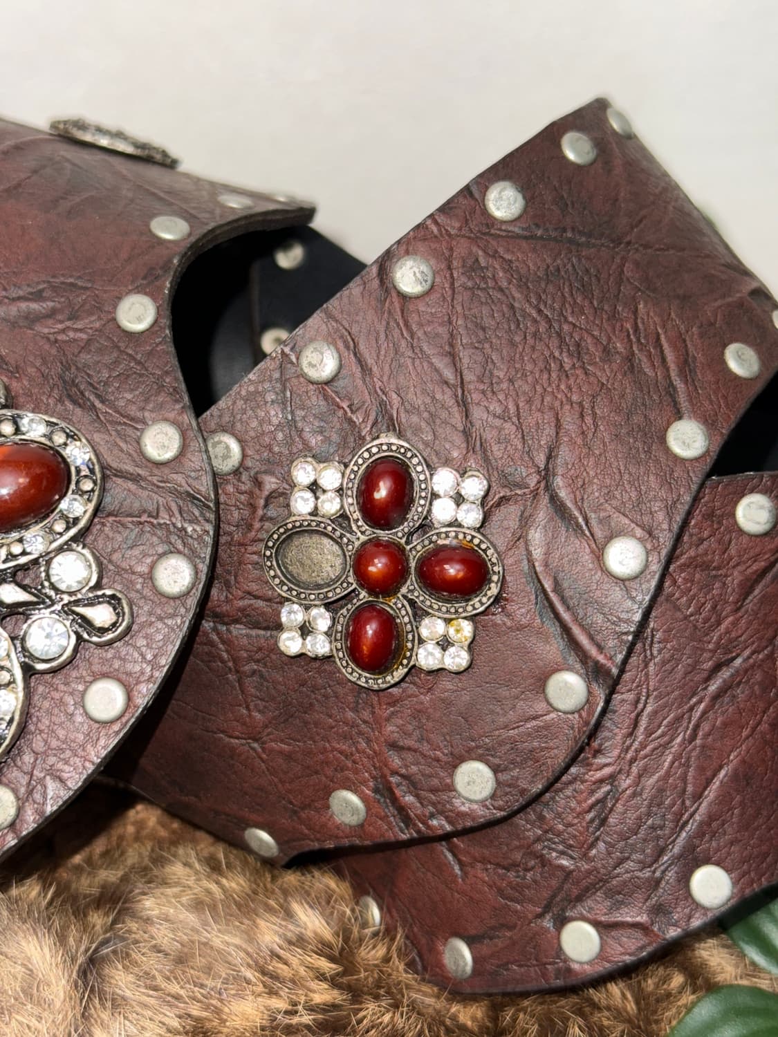 Dark brown bohemian flower gemstone belt 상품이미지3