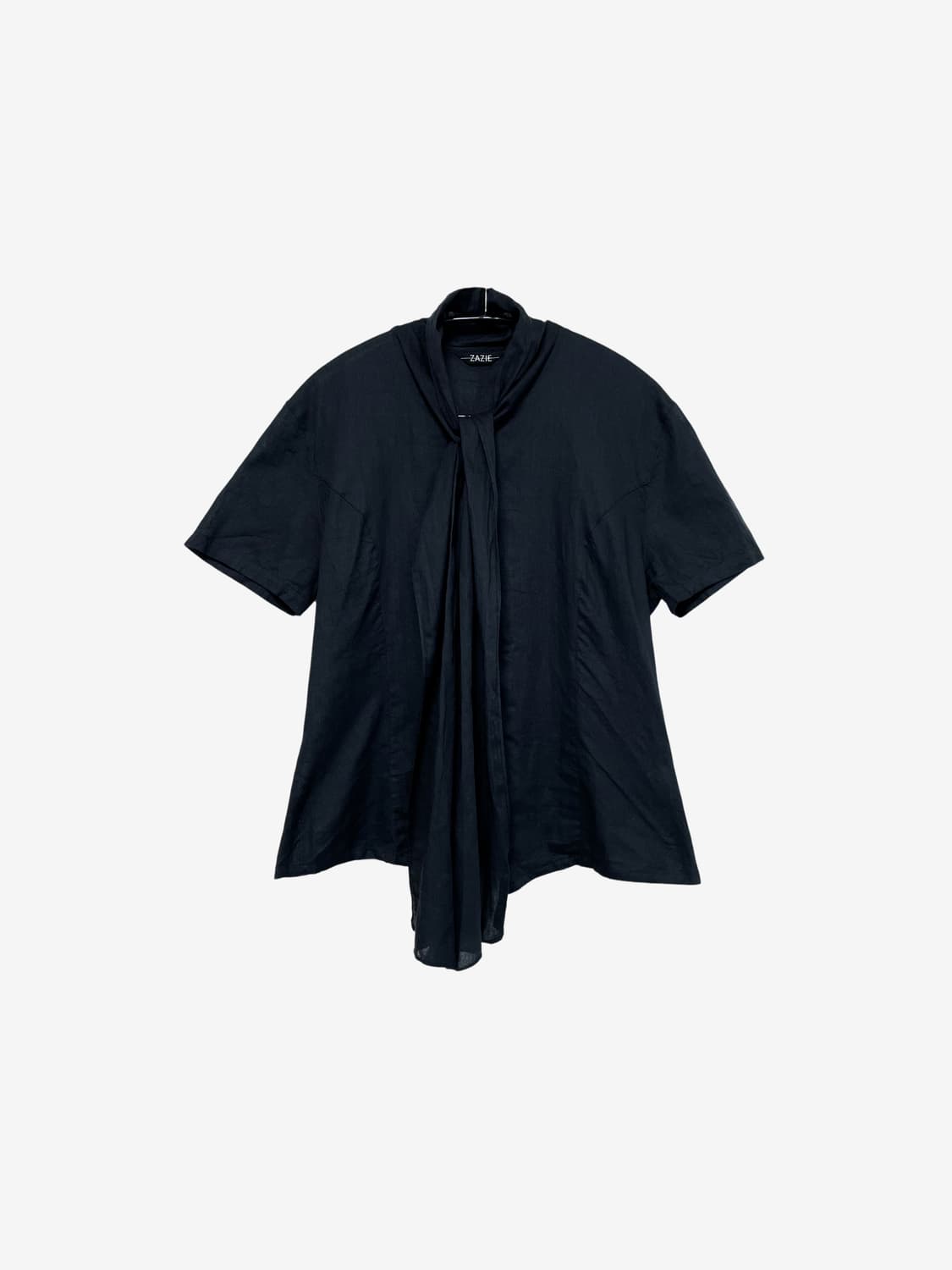 Scarf Tie Fitted Blouse - Black 상품이미지5