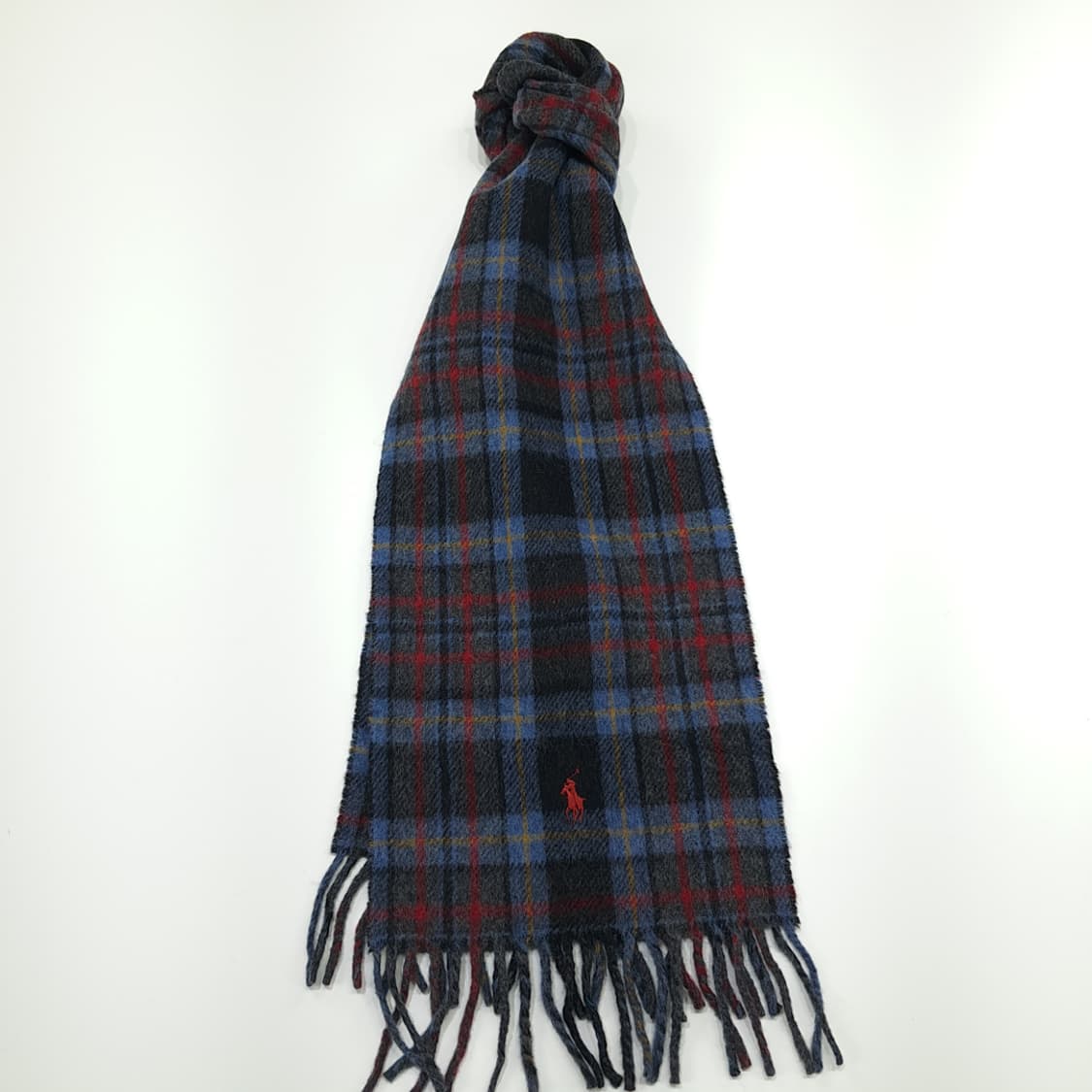 MX258 폴로 랄프로렌 타탄체크 윈도우페인 양면 버진울 목도리 머플러 상품이미지1