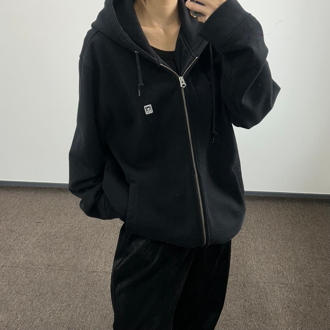 Obey 오베이 스몰로고 블랙 후드집업 상품이미지2