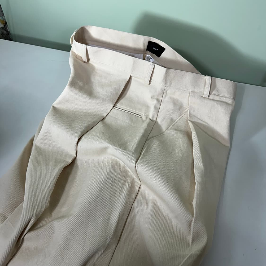 M-L 브아빗 하이웨스트 원턱 아이보리 코튼 도킹벌룬팬츠 상품이미지1