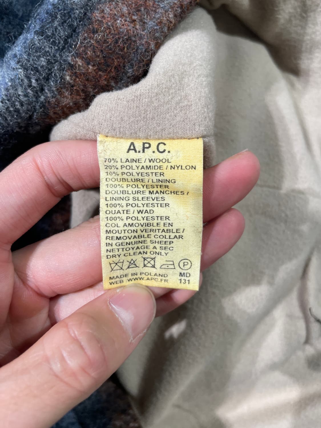 a.p.c. 애로우 포켓 체크 울 자켓 상품이미지8