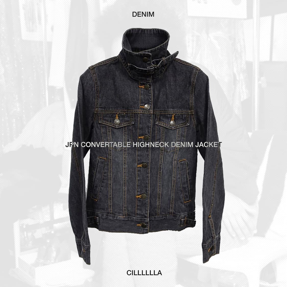 [M] 일본 빈티지 컨버터블 하이넥 데님 자켓 상품이미지1