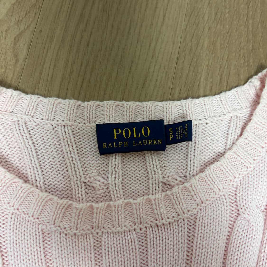 폴로 폴로랄프로렌 빈티지 연핑크 핑크 케이블 꽈배기 니트 판매 상품이미지2