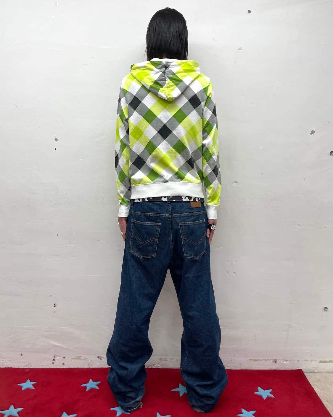 Green Checkered Orange Hooded Zip-Up  상품이미지4