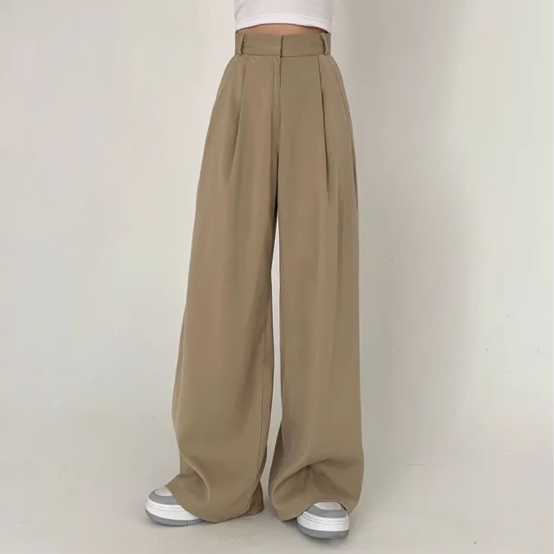 베이델리 투핀턱 와이드 슬랙스 베이지 XS 롱 상품이미지1