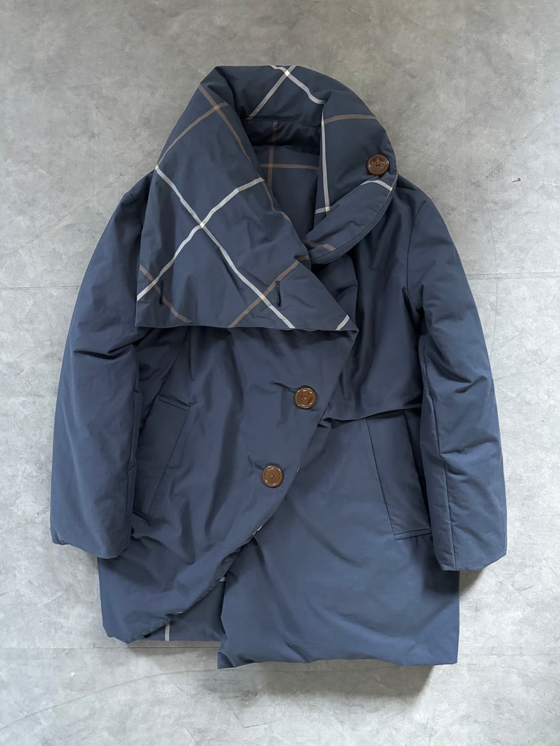 Vivienne Westwood 레드 라벨 블루 체크 리버시블 다운자켓 상품이미지2