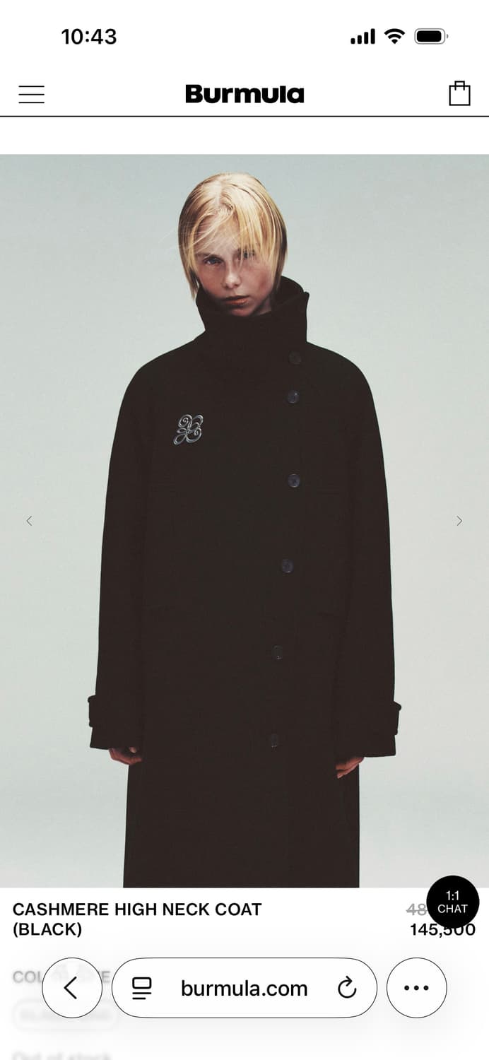 Burmula CASHMERE HIGH NECK COAT(BLACK) 상품이미지8