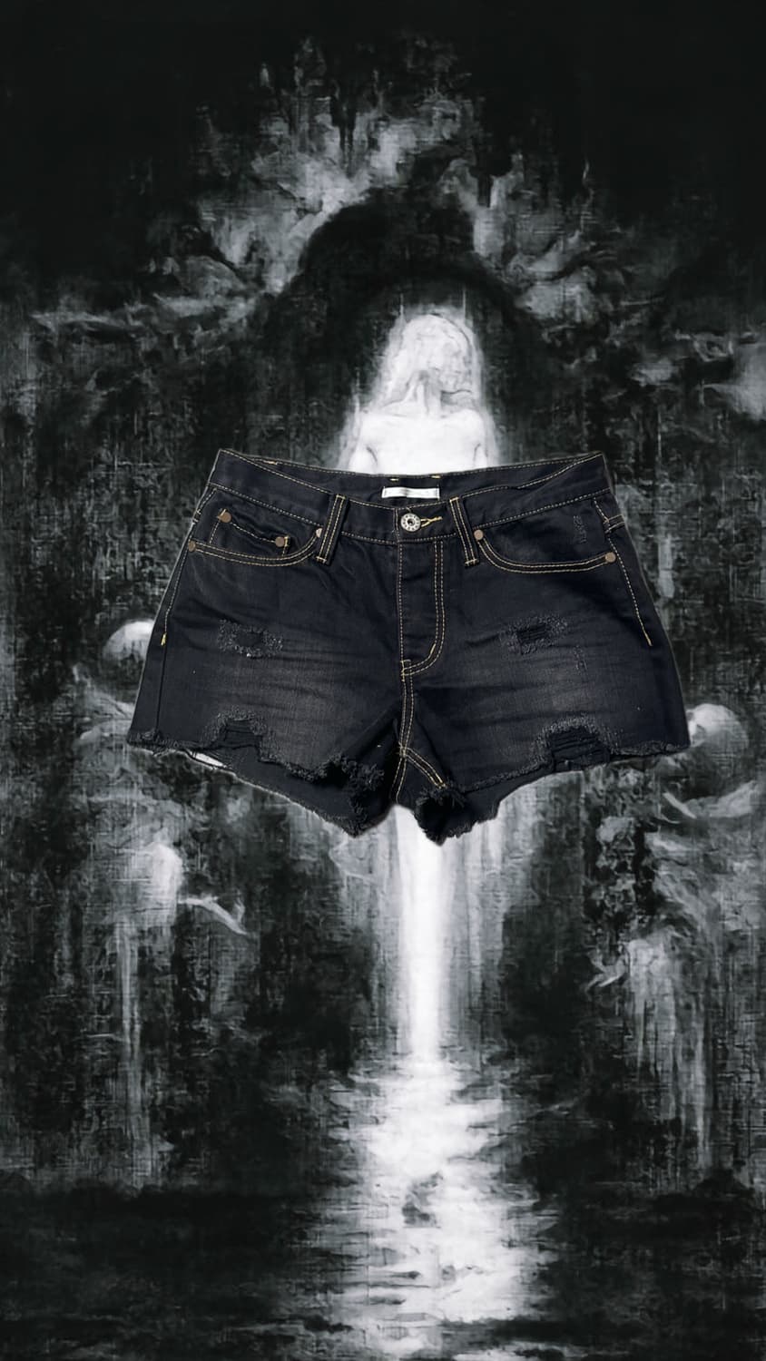 Black 데미지 데님 숏츠 반바지 상품이미지1