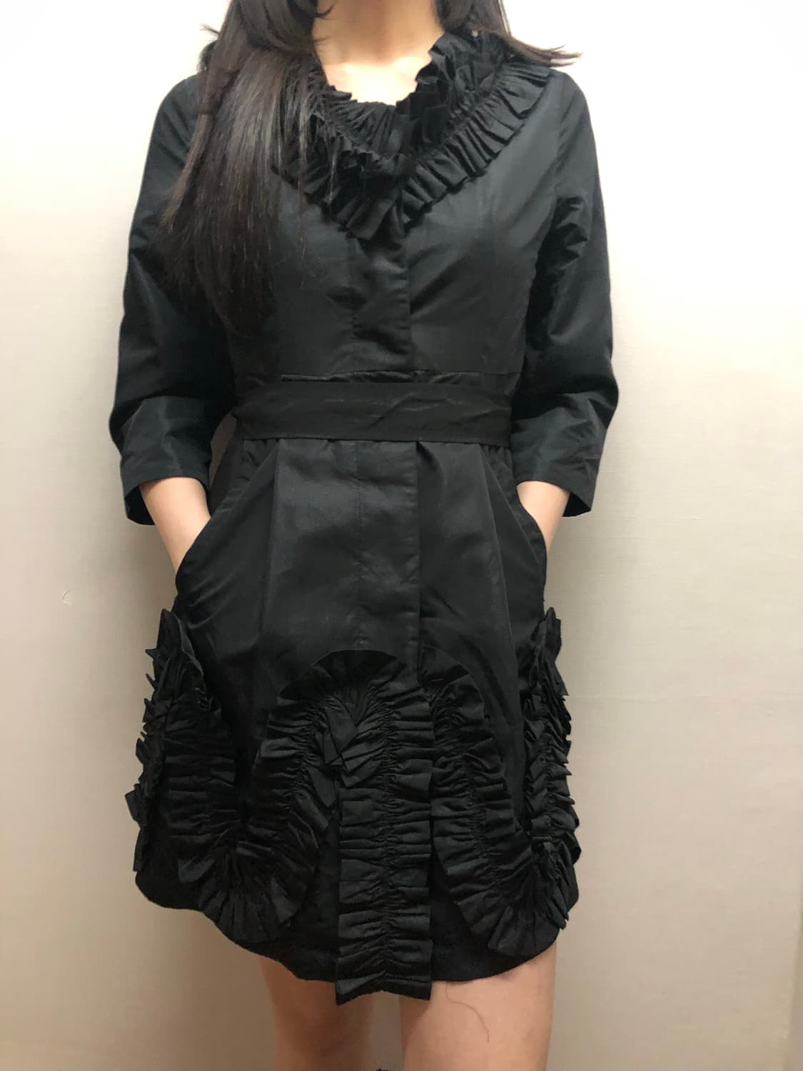 빈티지 블랙 프릴 미니 원피스 상품이미지1