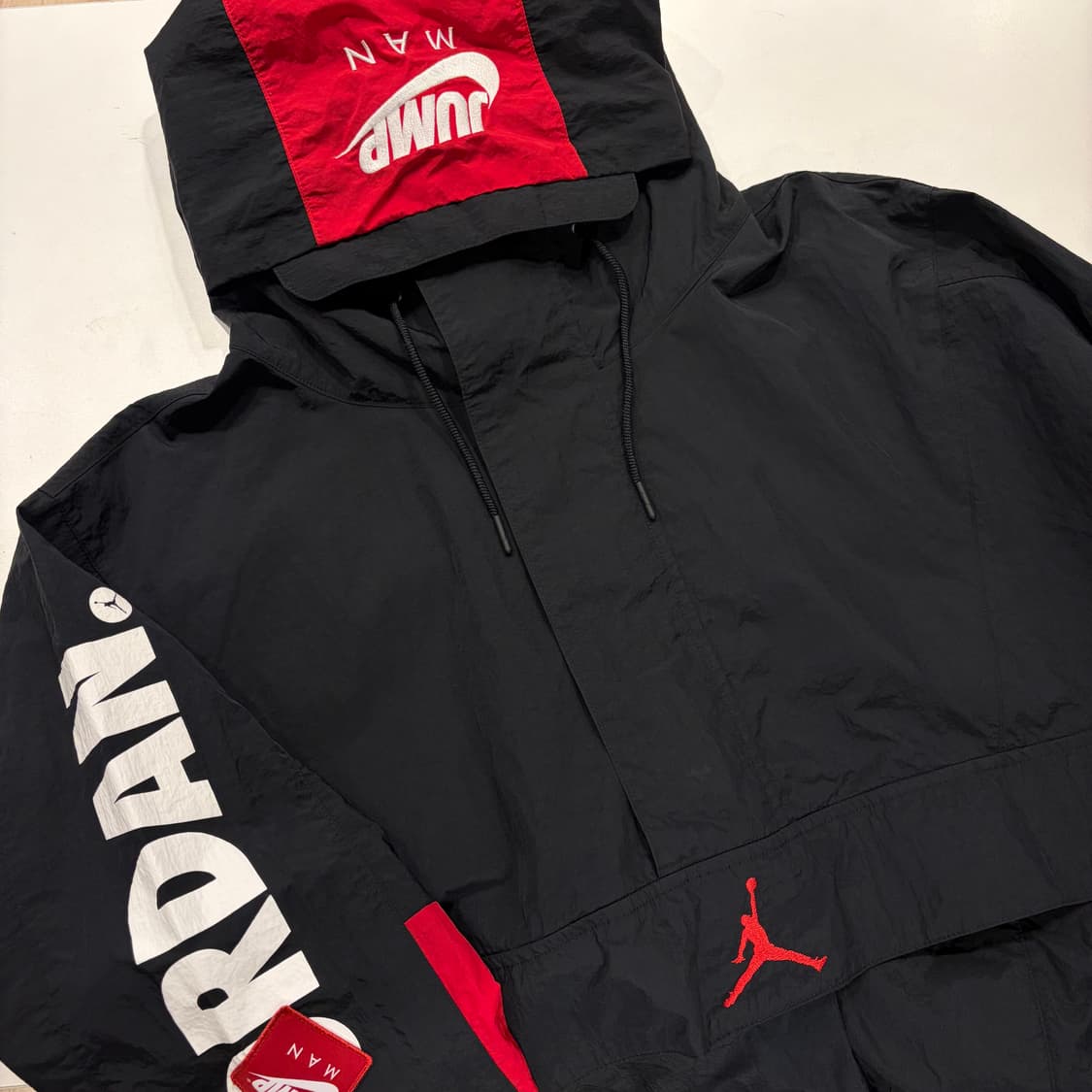 [XL] 조던 점프맨 풀오버 반집업 바람막이 블랙/레드 D719 상품이미지3