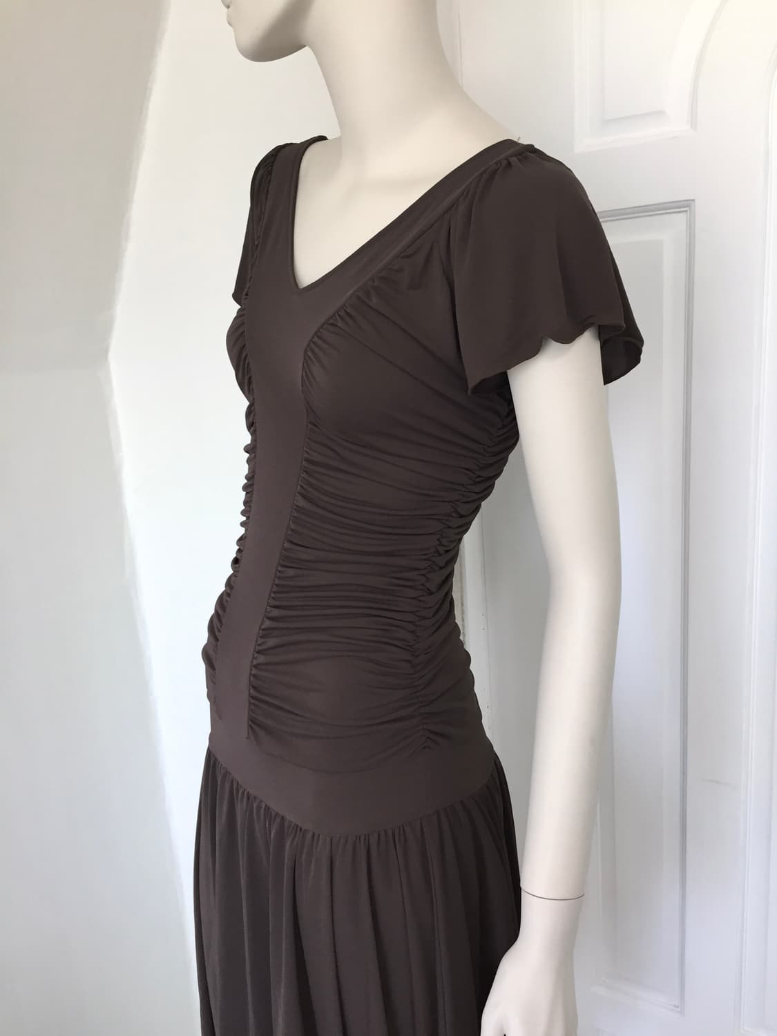 Japan Designer brown Shirring Dress 상품이미지4