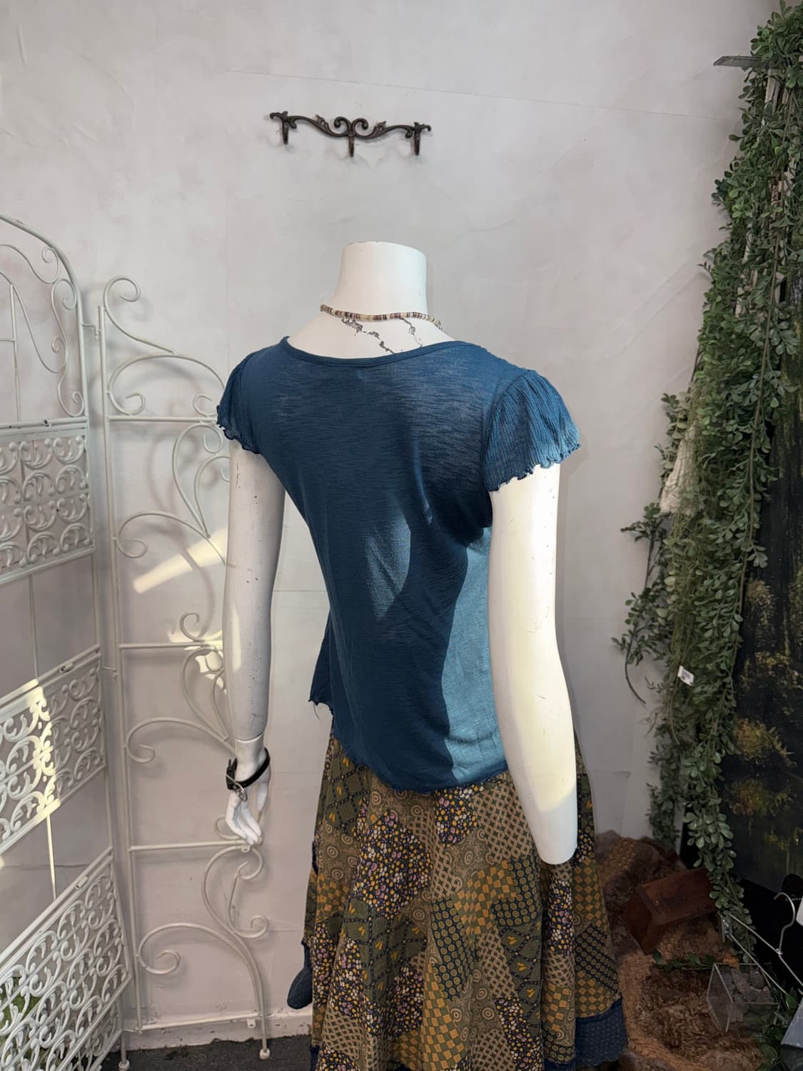 Navy blue bohemian beads layered blouse 상품이미지5