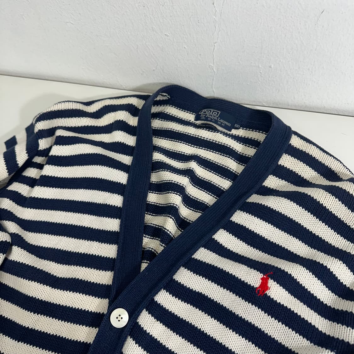 L-XL 폴로랄프로렌 남흰 루즈핏 면니트가디건 상품이미지1