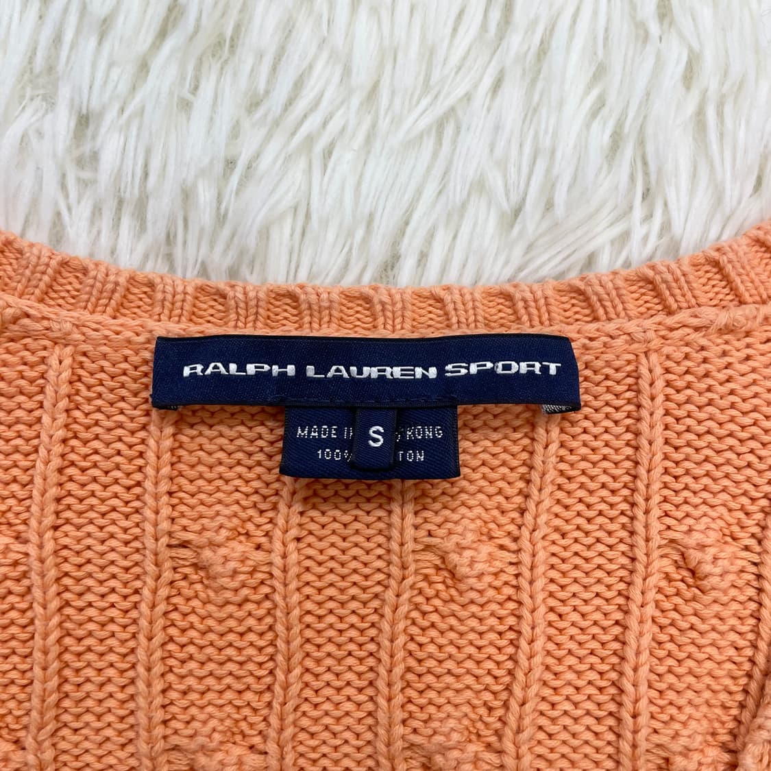 폴로 랄프로렌 포니 로고 케이블 브이넥 니트 오렌지 상품이미지4