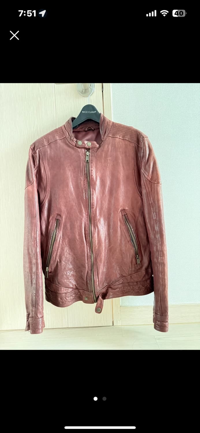 Vintage 핑크브라운 레더자켓 100 상품이미지2
