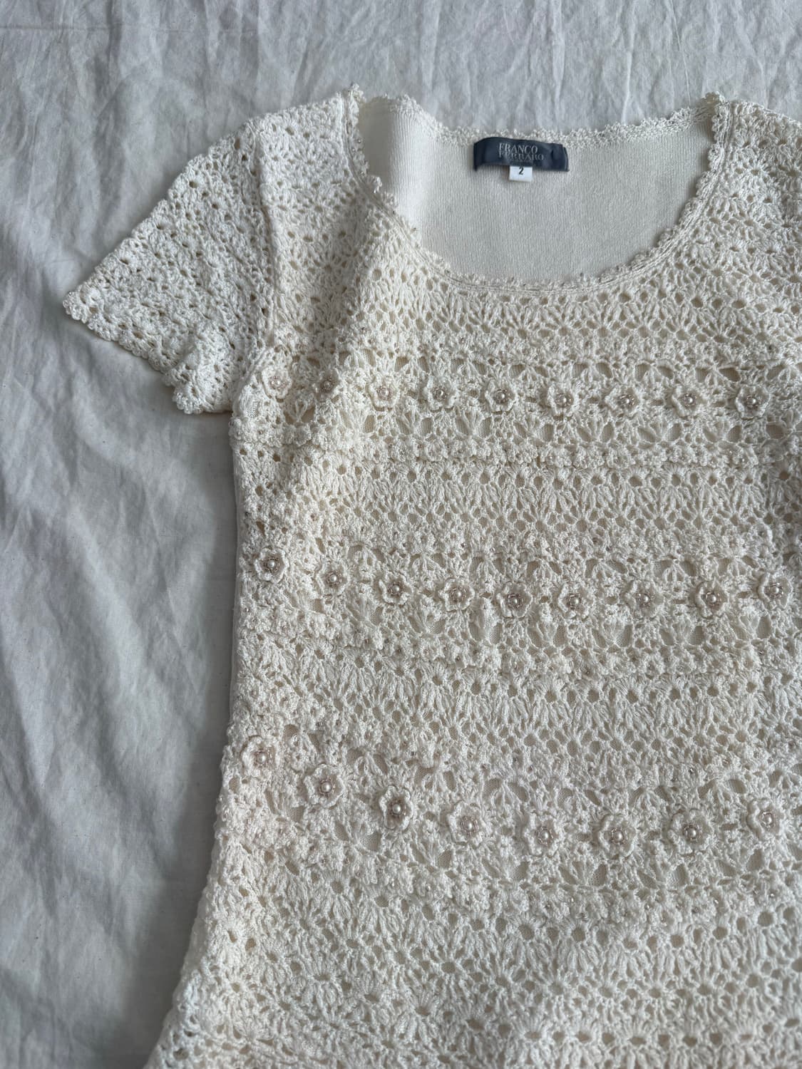 베이지 페어리 코지 딱붙 반팔탑 상품이미지4