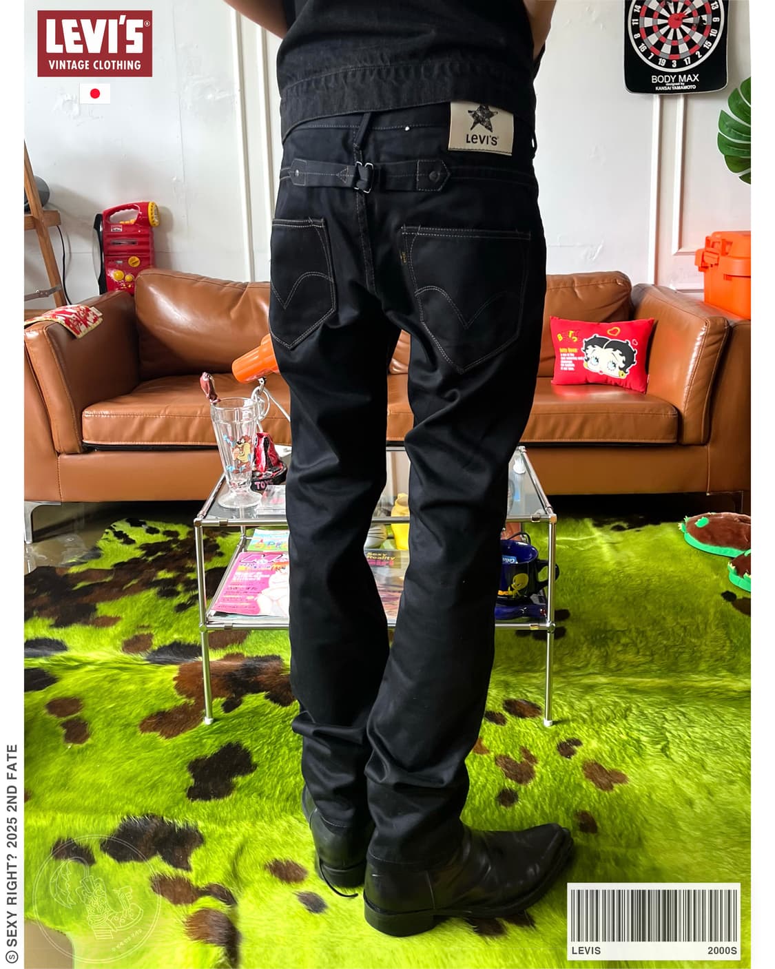 2000s Levis Japan Cinch-Back Black Jeans 상품이미지1