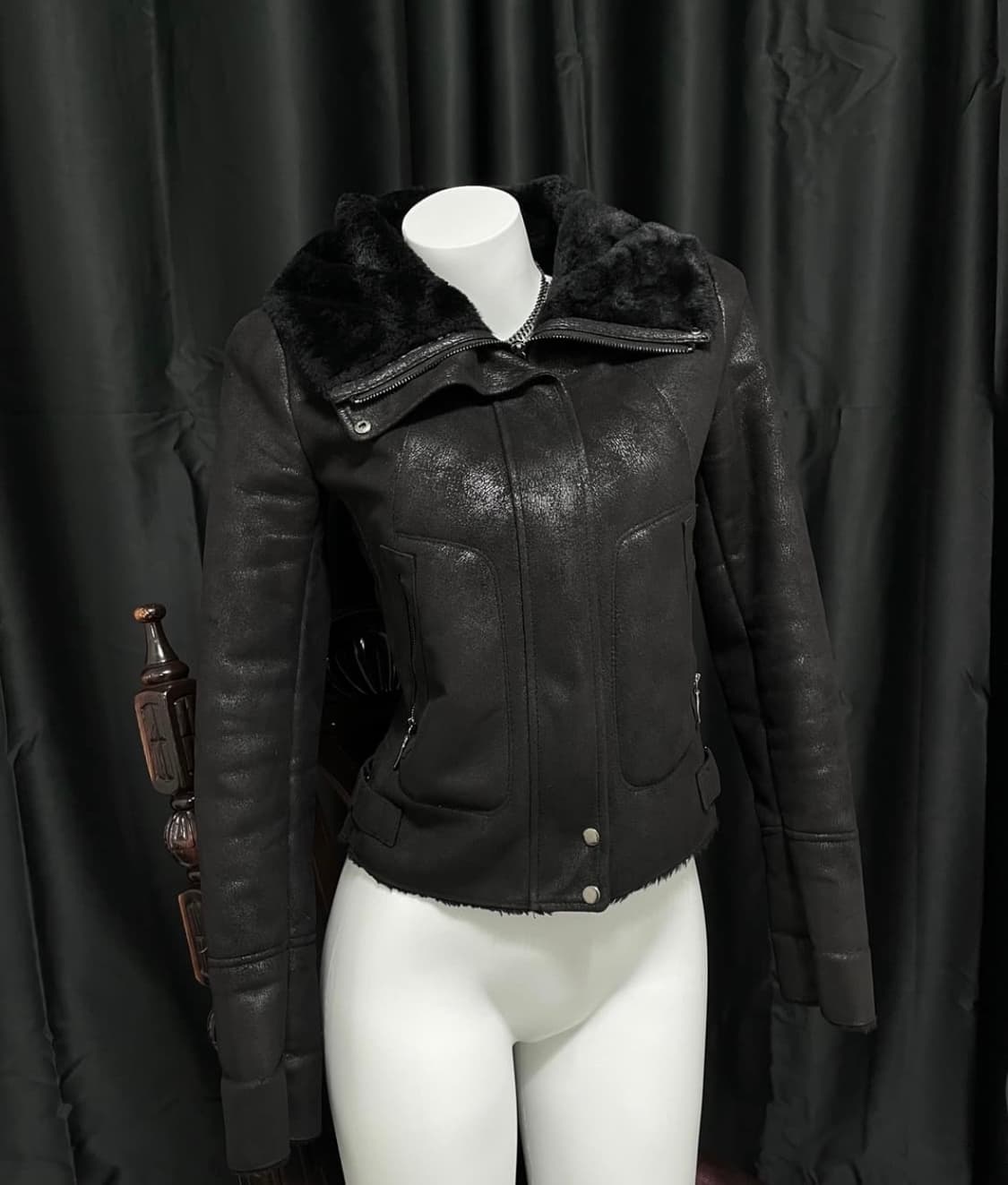 하이넥 레더 자켓 상품이미지1