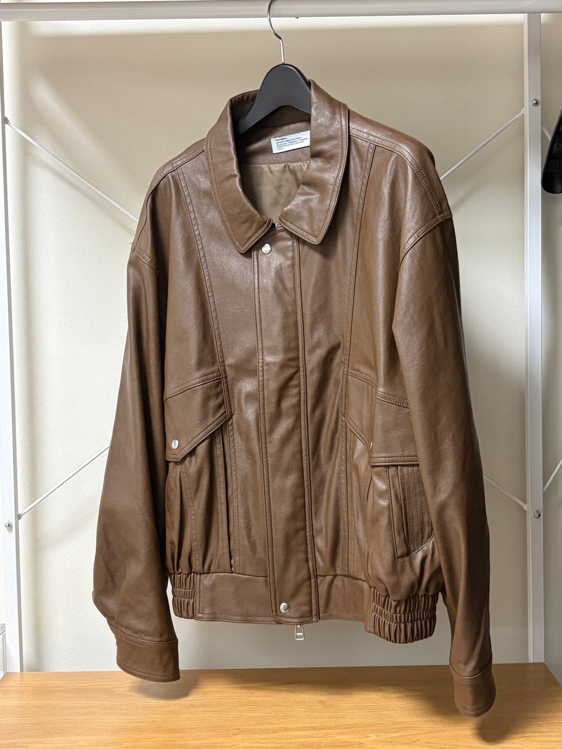 파르티멘토 비건 레더 클래식 보머 자켓 브라운 상품이미지2